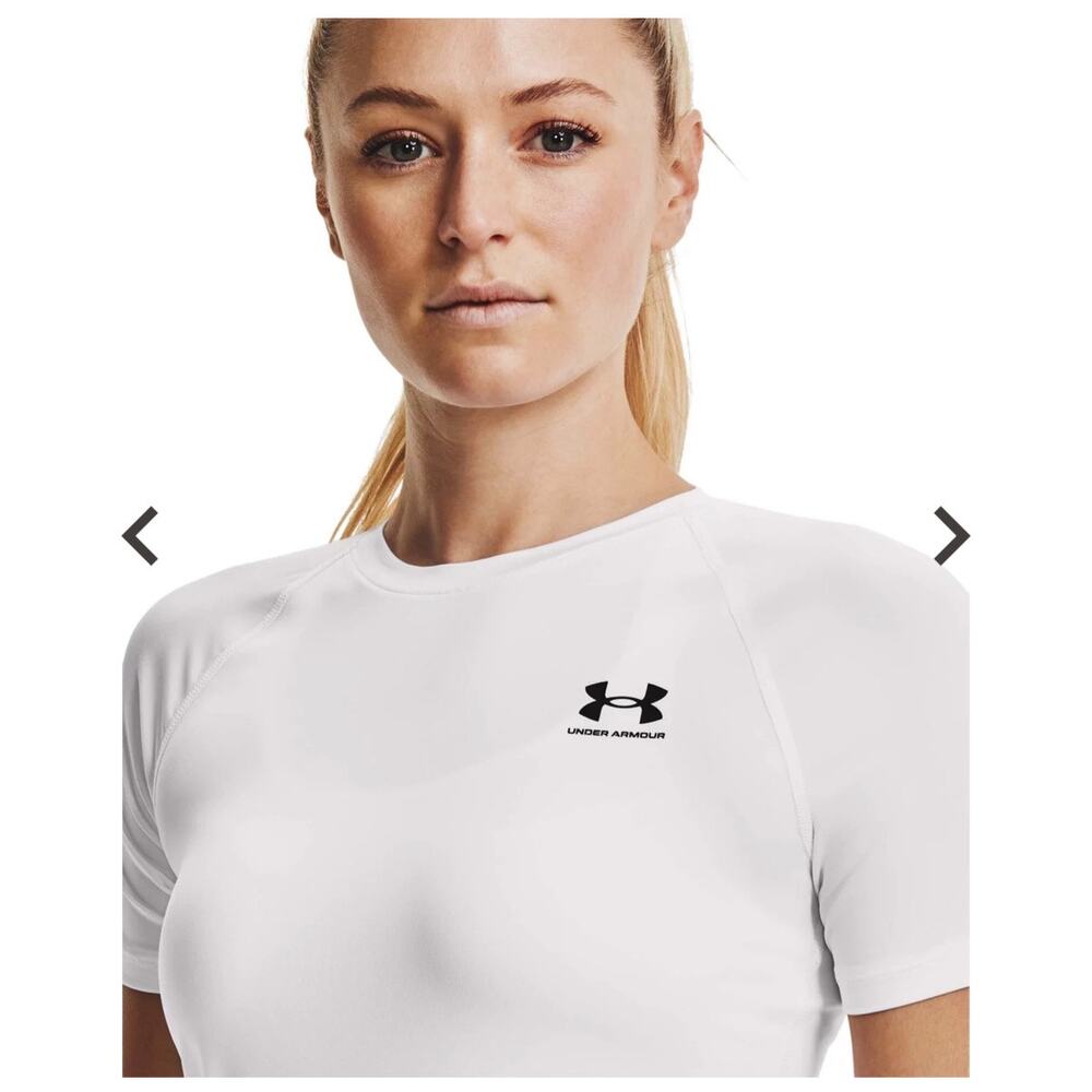 Under Armour HeatGear Compression Short Sleeve Performance Top White Women’s Sm - Picture 10 of 15